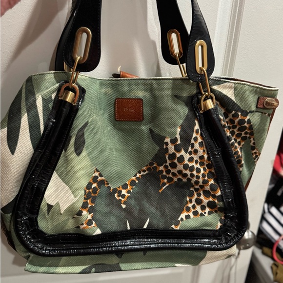 Chloe Green and Black Duffel Bag